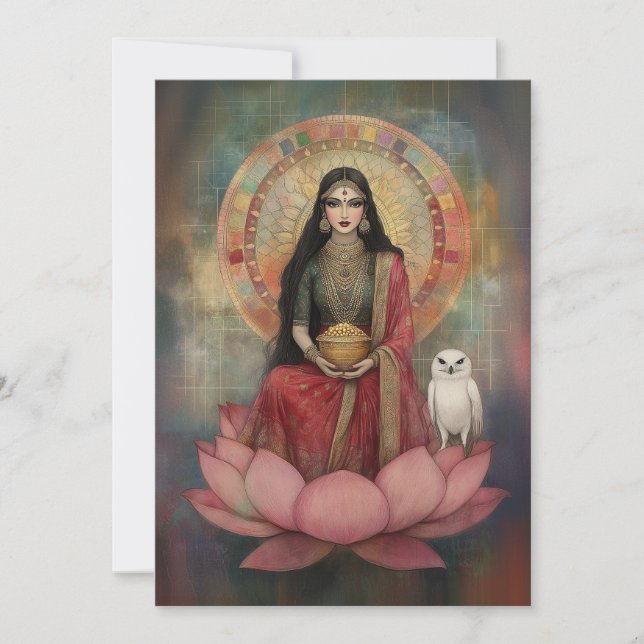 Hindu Goddess Lakshmi Art Nouveau Mosaic Portrait Invitation (Front)