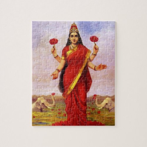 Hindu Goddess Lakshmi by Raja Ravi Varma Jigsaw Puzzle