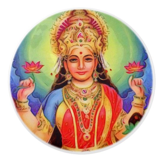 Hindu Goddess Lakshmi Maa Ceramic Knob | Zazzle.com