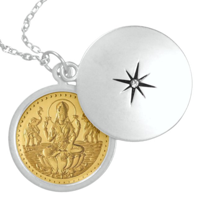 HINDU GODDESS LAKSHMI STERLING SILVER NECKLACE (Front)