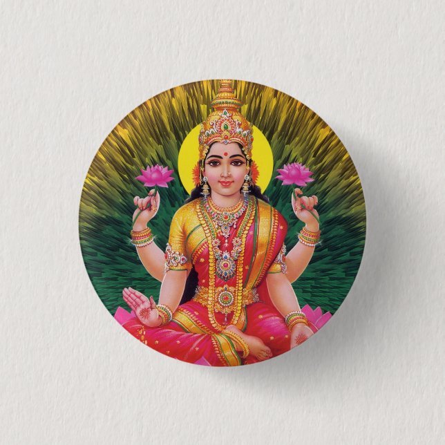Hindu Goddess Saraswati Button (Front)