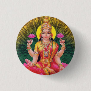 Hindu Goddess Saraswati Button