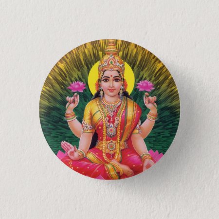 Hindu Goddess Saraswati Button