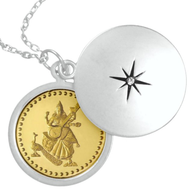 HINDU GODDESS SARASWATI LOCKET NECKLACE (Front)