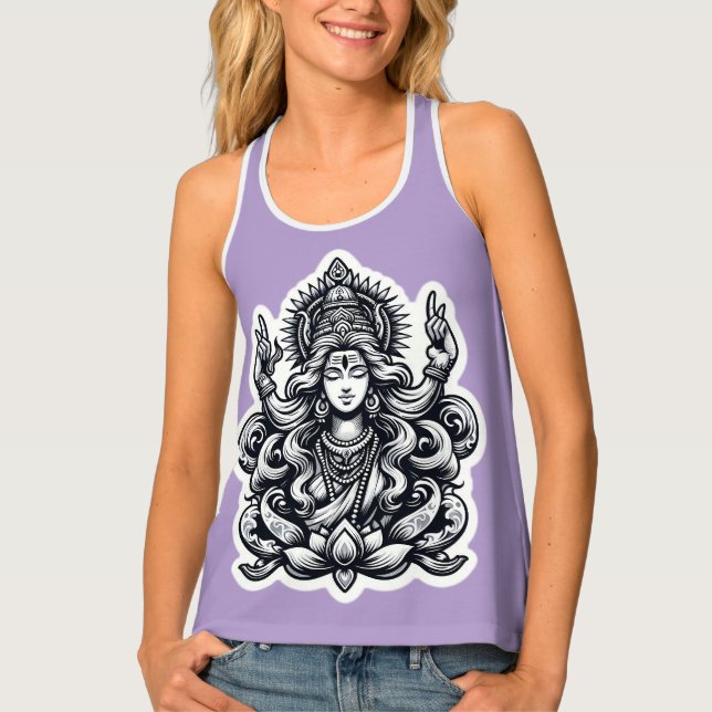 Hindu Goddess Shiva Ladies Tank Top with Om design (Front)