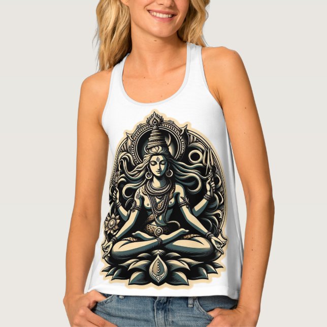 Hindu Goddess Shiva with Om design on the back Tank Top (Front)