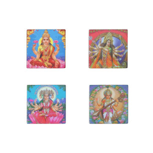 Hindu Goddesses Lakshmi Durga Saraswati Gayatri Stone Magnet
