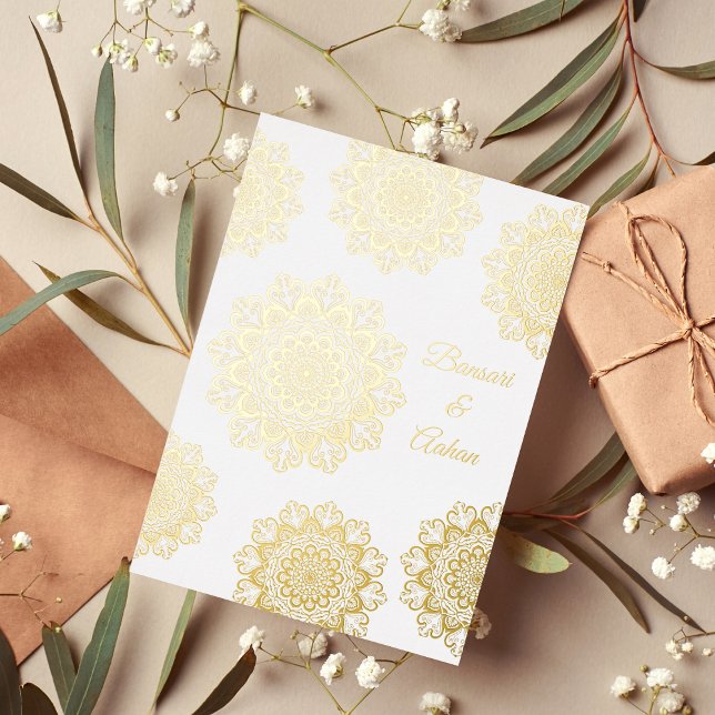 Hindu gold Mandala wedding Foil Invitation (Creator Uploaded)