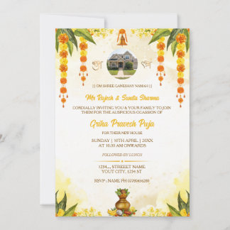 Hindu Griha Pravesh Invitation Card with Photo