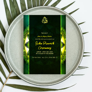 Hindu House Warming Griha Pravesh Golden Chakra Invitation