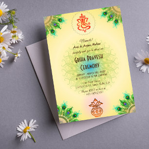 Hindu House Warming Griha Pravesh Intricate Design Invitation