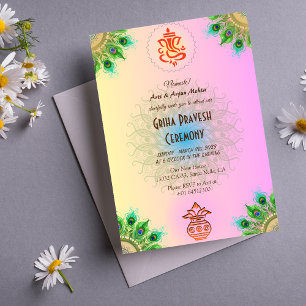 Hindu House Warming Griha Pravesh Intricate Design Invitation