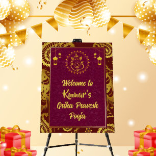 Hindu House Warming Griha Pravesh Welcome Sign