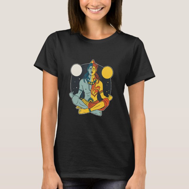Hindu Lord Shiva Statue Divine Meditation Figurine T-Shirt (Front)