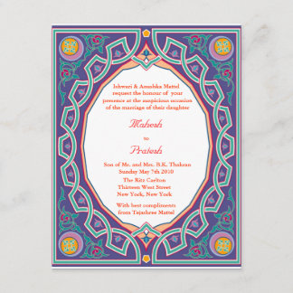 Hindu Muslim Indian Wedding or Mehndi Invitation
