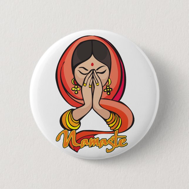 Hindu Namaste Pinback Button (Front)