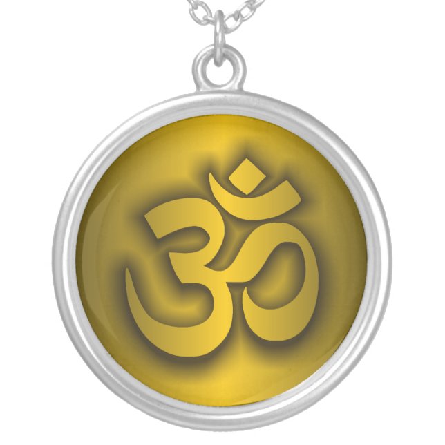 Hindu "Om" Silver Plated Necklace (Front)