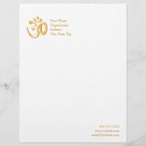 Hindu Om Symbol 85 x 11 Letterhead