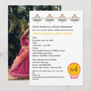 Hindu Pre Wedding Indian Haldi Ceremony Invitation