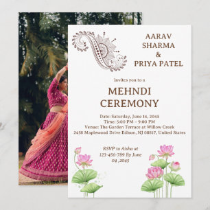 Hindu Pre Wedding Indian Mehndi Ceremony  Invitation