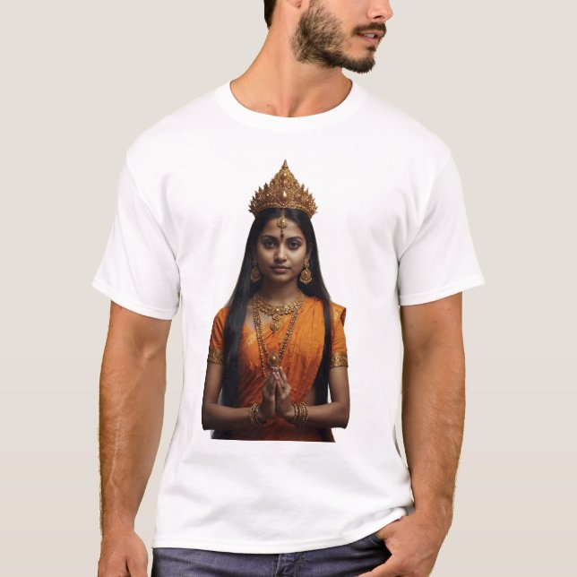 Hindu Queen's Devotional Portrait T-Shirt (Front)