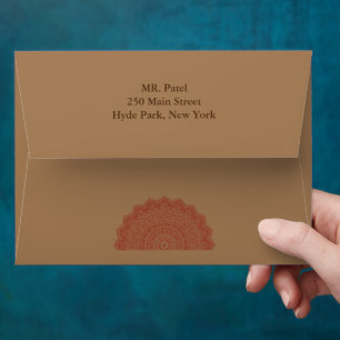 Hindu Red, Gold Mandala wedding Envelope