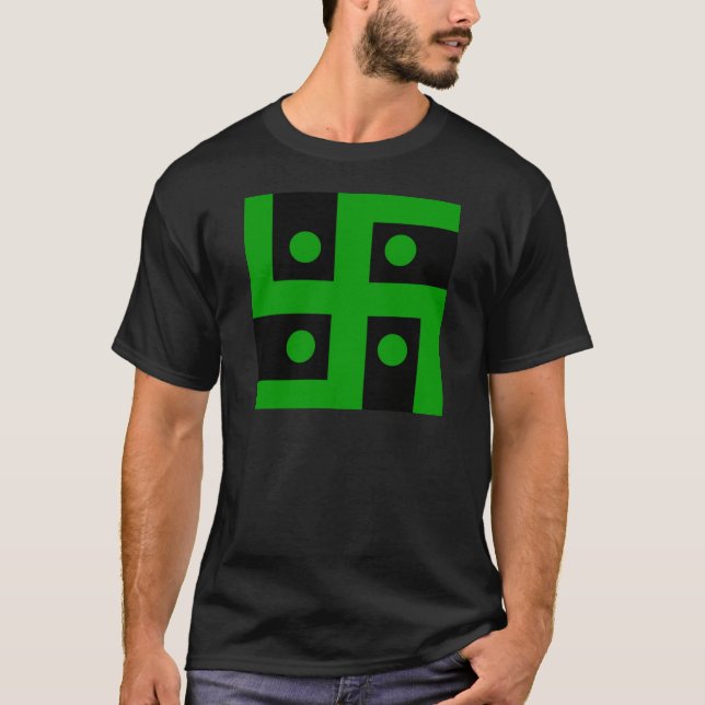 Hindu swastika (green on black background) T-Shirt (Front)