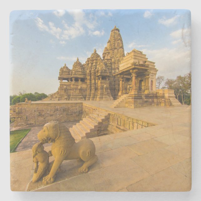 Hindu Temples at Khajuraho Stone Coaster (Front)