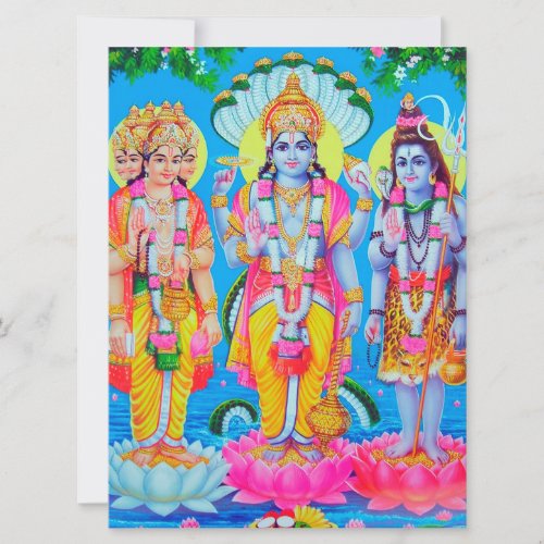Hindu Trinity Brahma Vishnu Shiva Card