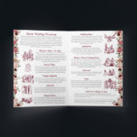 Hindu Wedding Ceremony (Gold Red Pink) Folded Program<br><div class="desc">This wedding ceremony program details the important steps of a hindu wedding to explain this to guests who may be unfamiliar or to help them follow along with the sacred rituals of this wonderful day. All of the colors can be edited in the design tool, and the text can be...</div>