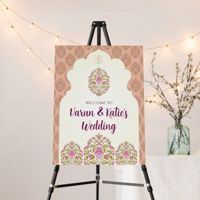Hindu Wedding decor Indian Wedding welcome Sign (In Situ (Stand))