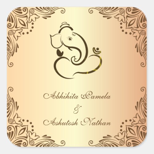 Hindu Wedding Ganapati Square Sticker