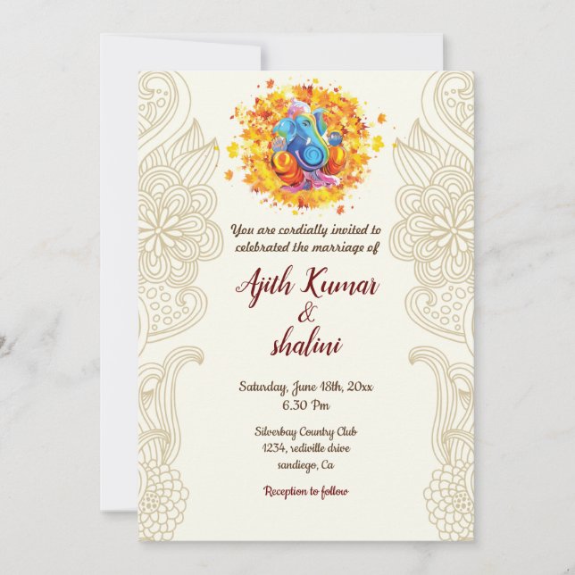 Hindu Wedding Invitation card  (Front)