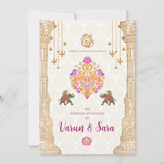 Hindu wedding invitation & Indian invitations (Front)
