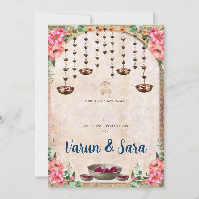 Hindu wedding invitation & Indian invitations (Front)
