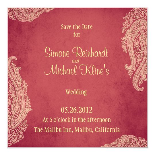 Hindu Wedding Invitation Mehndi red and gold Card