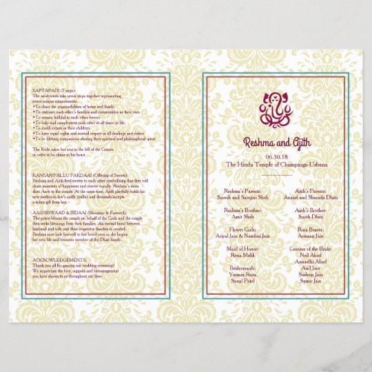 Hindu Wedding Program Flyer Zazzle Com