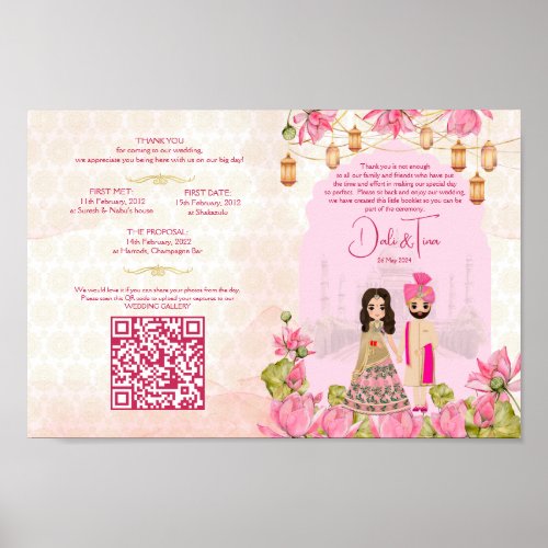 Hindu wedding rituals program pink lotus poster