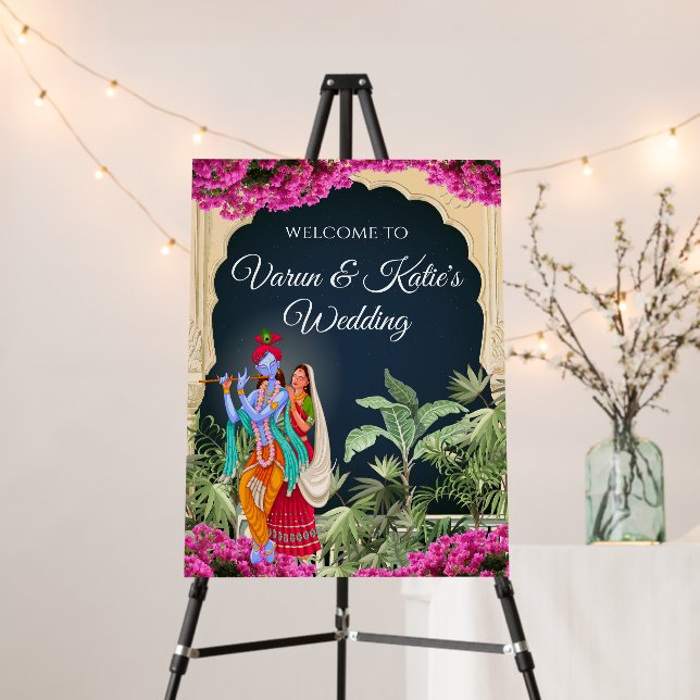 Hindu wedding sign as Radha Krishna poster Indian (In Situ (Stand))