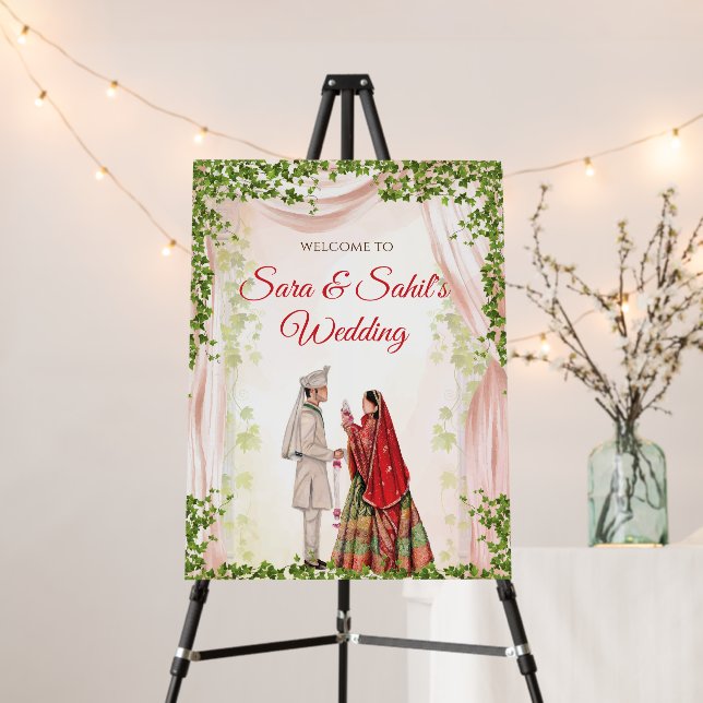 Hindu wedding sign with Indian Couple poster (In Situ (Stand))