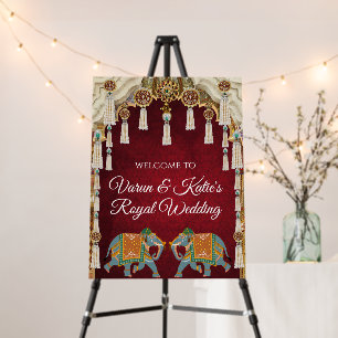 Hindu wedding sign with Indian Elephant welcome