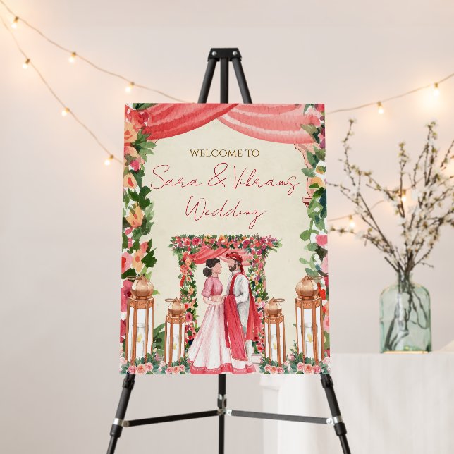 Hindu Wedding signs Indian Wedding Welcome sign (In Situ (Stand))