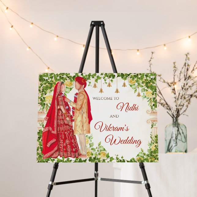 Hindu wedding signs & Indian wedding welcome signs (In Situ (Stand))