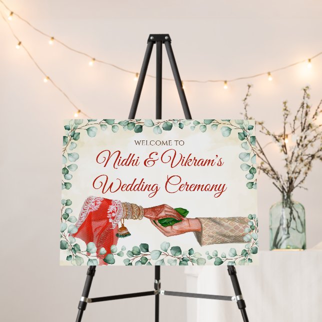 Hindu wedding welcome poster for Indian weddings  (In Situ (Stand))