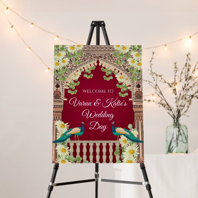 Hindu Wedding Welcome sign Indian Wedding decor (In Situ (Stand))