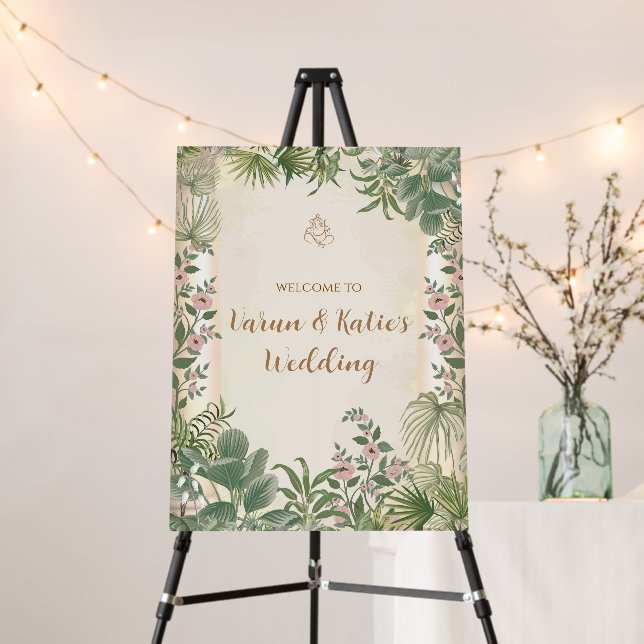 Hindu Wedding Welcome signs Indian Wedding decor (In Situ (Stand))