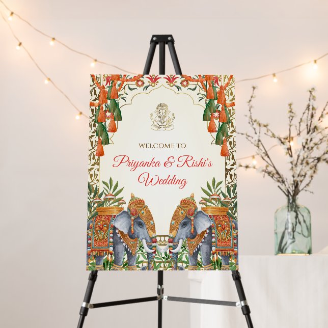 Hindu Welcome signs Indian Wedding sign (In Situ (Stand))