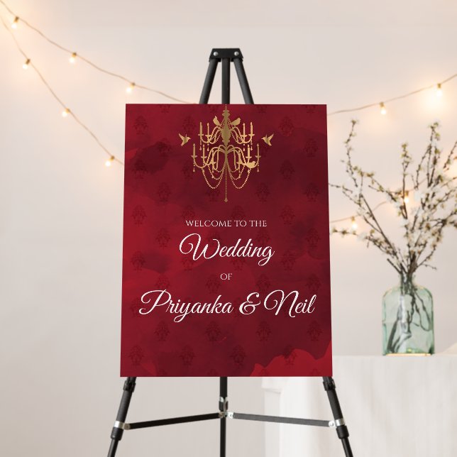 Hindu welcome wedding sign & Indian wedding poster (In Situ (Stand))