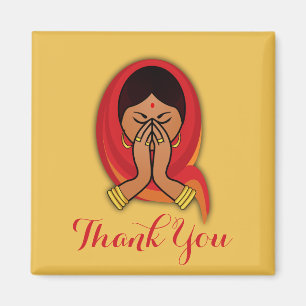 Hindu Woman in Namaste Greeting Pose Thank You Magnet