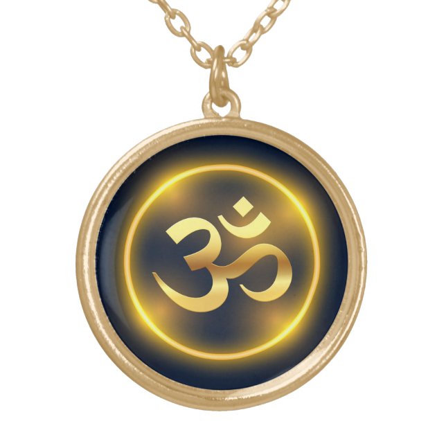 Hinduism Om Symbol Gold Plated Necklace (Front)